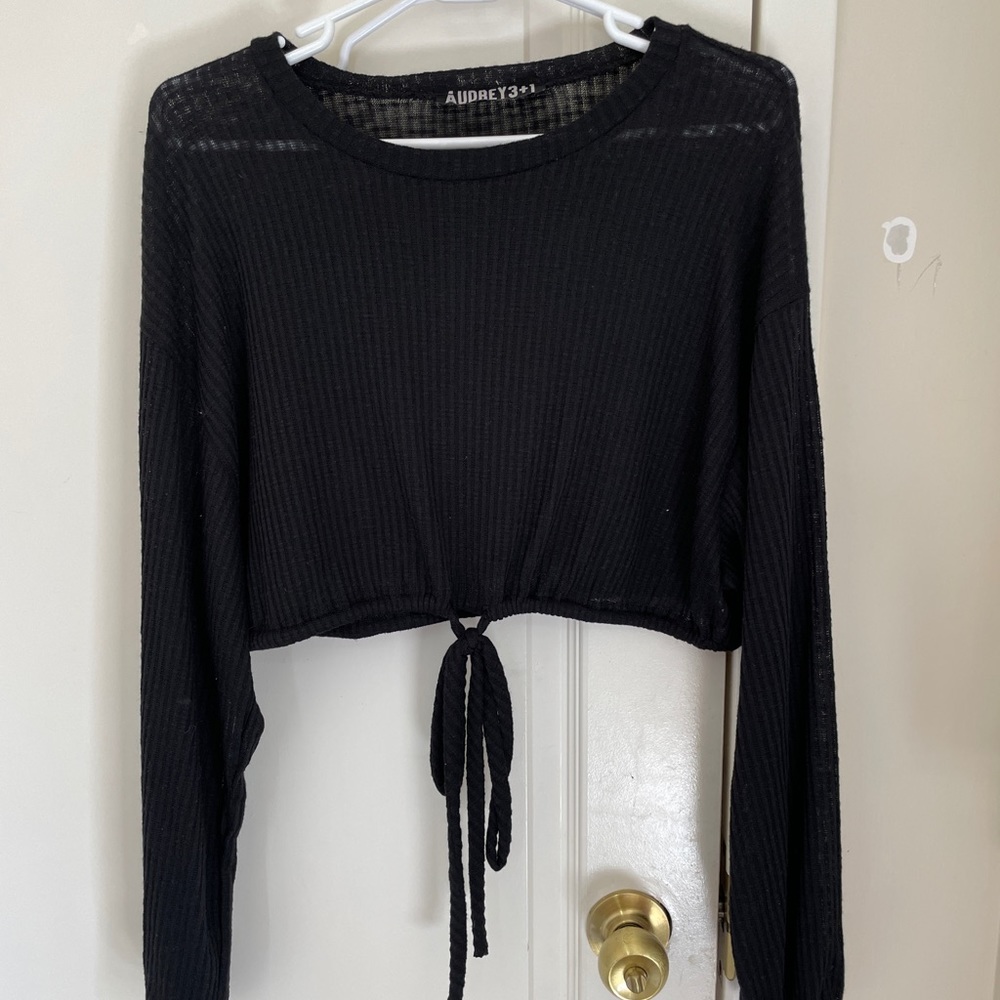 Audrey 3+1 Cropped Long-Sleeve Top